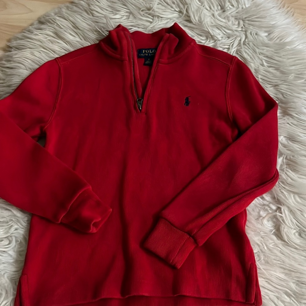 Polo Ralph Lauren Boys Red Cotton 1/4 Zip 6